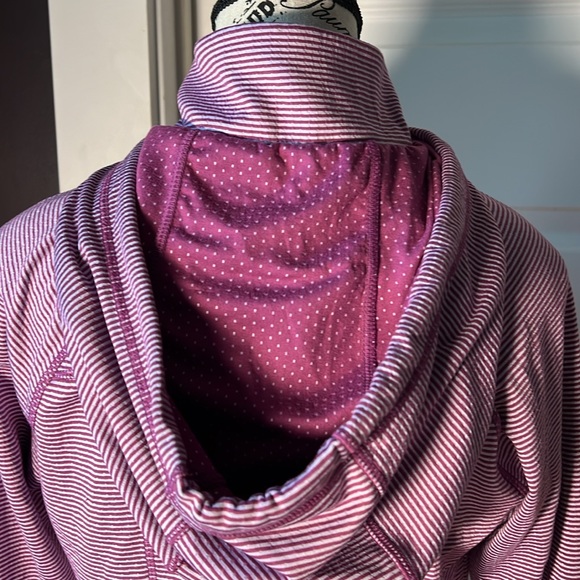 Tangerine Hoodie Purple Stripe 1/2 Zip Women’s Pullover Pocket Medium - Picture 7 of 8